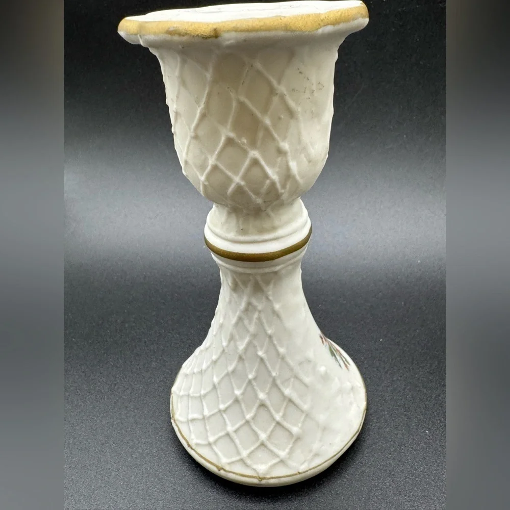 Set of 2 Vintage Bisque Porcelain Cardinal Candle Holders